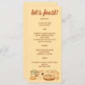 Whimsical Thanksgiving Friendsgiving Holiday CUSTO Menu (Voorkant / Achterkant)