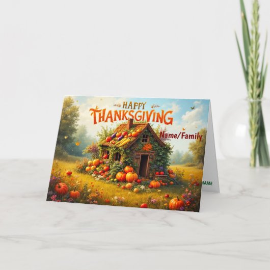 Whimsical Thanksgiving Harvest Kaart (Voorkant)