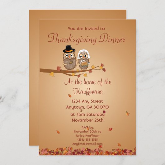 Whimsical Thanksgiving Ownership Card Kaart (Voorkant / Achterkant)