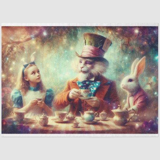 Whimsical Theetijd In Wonderland Decoupage Tissuepapier (Voorkant)