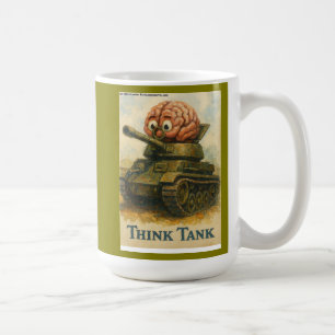 Whimsical Think Tank Cartoon Ontwerp Koffiemok