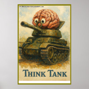 Whimsical Think Tank Cartoon Ontwerp Poster