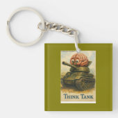 Whimsical Think Tank Cartoon Ontwerp Sleutelhanger (voorkant)