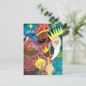 Whimsical Three Wise Mannen Kings met ster en gift Feestdagenkaart (Staand voorkant)
