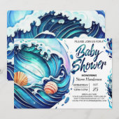 Whimsical Tidal Waves Baby shower Kaart (Voorkant / Achterkant)