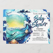 Whimsical Tidal Waves Baby shower Kaart (Voorkant / Achterkant)