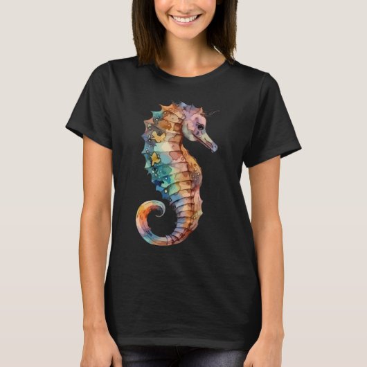 Whimsical Tide: Een zeepaardjesballet T-shirt (Voorkant)