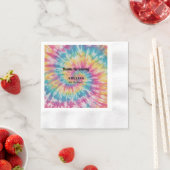 Whimsical Tie Dye Rainbow Happy Birthday Paper Servet (Insitu)