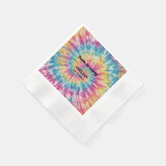 Whimsical Tie Dye Rainbow Happy Birthday Paper Servet (Hoek)