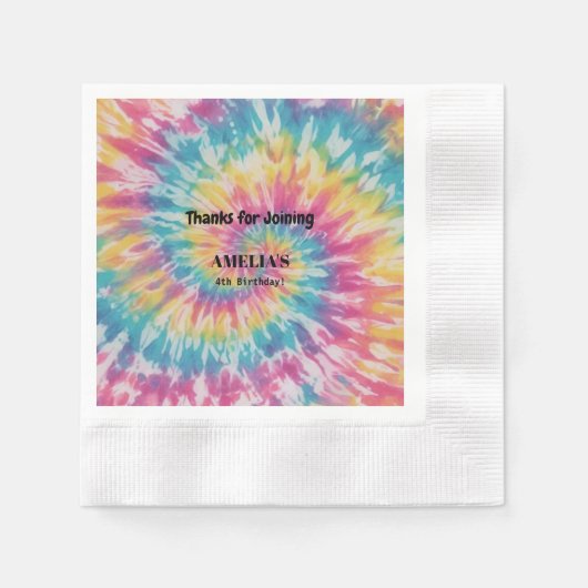 Whimsical Tie Dye Rainbow Happy Birthday Paper Servet (Voorkant)