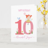 Whimsical Tiende verjaardag grappige roze Kaart (Gele Bloem)