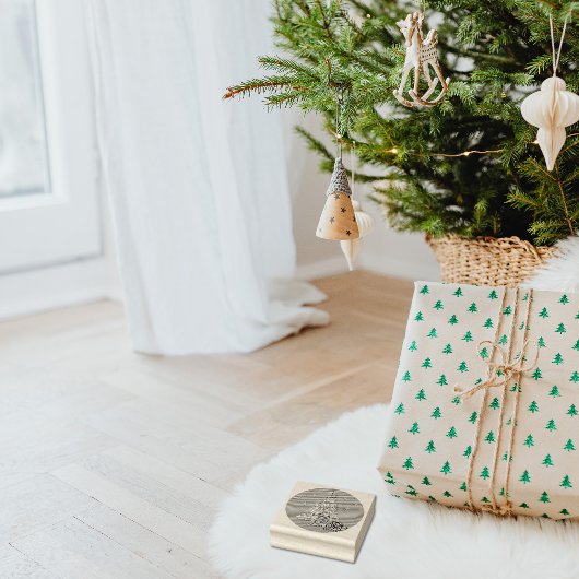 Whimsical Tiger Christmas Tree Rubberstempel