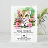 Whimsical Tiger Cub Oerwoud Birthday Kaart (Staand voorkant)