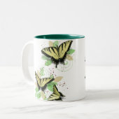 Whimsical Tiger Swallowtail Butterflies Tweekleurige Koffiemok (Voorkant links)