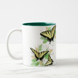 Whimsical Tiger Swallowtail Butterflies Tweekleurige Koffiemok