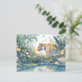 Whimsical Tiger van Watercolor River Briefkaart (Staand voorkant)