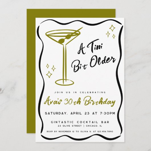 Whimsical Tini beetje oudere Martini verjaardag Kaart (Voorkant / Achterkant)