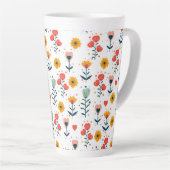Whimsical Tiny Floral Pattern Tote Bag Latte Mok (Rechterhoek)