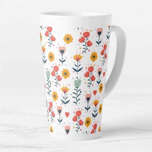 Whimsical Tiny Floral Pattern Tote Bag Latte Mok (Rechterhoek)