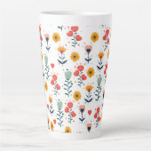 Whimsical Tiny Floral Pattern Tote Bag Latte Mok (Voorkant)