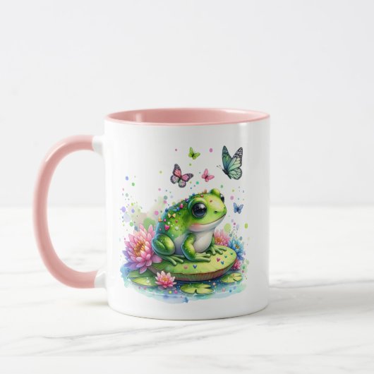 Whimsical Toad, Bloemen en Vlinders Mok (Links)