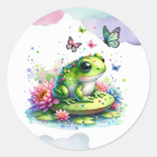 Whimsical Toad, Bloemen en Vlinders Ronde Sticker
