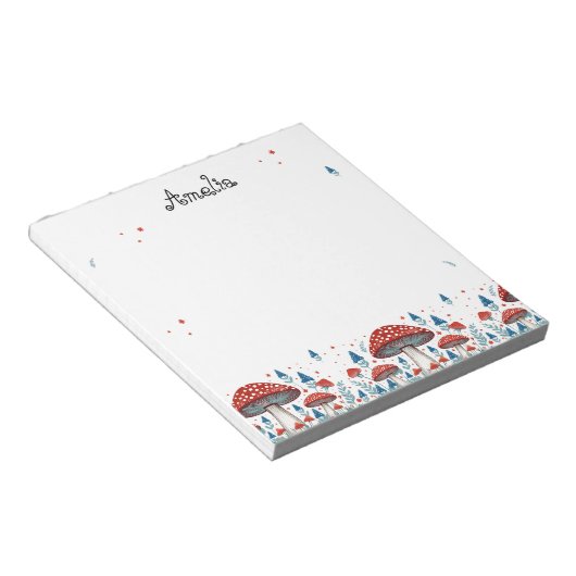 Whimsical Toadstool gepersonaliseerd Notitieblok (Schuin)