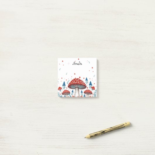 Whimsical Toadstool gepersonaliseerd Post-it® Notes (Op bureau)