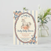 Whimsical Toile Derby Baby shower Kaart (Staand voorkant)