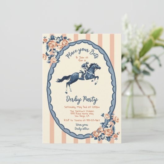 Whimsical Toile Derby Party Kaart (Staand voorkant)