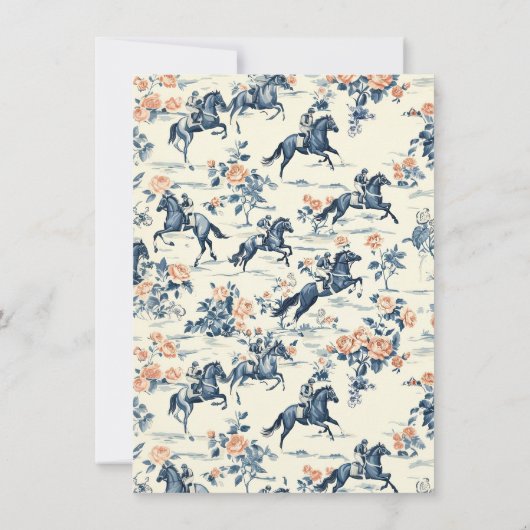 Whimsical Toile Derby Party Kaart (Achterkant)