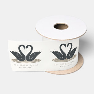 Whimsical Toile Zwaan Chateau Persoonlijk Cadeau Satijnen Lint