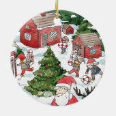 Whimsical Tomten Kerstmis Waterverf Keramisch Ornament (Achterkant)