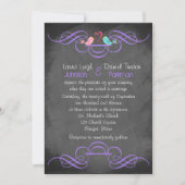 Whimsical Tortelduifjes, Chalkboard Wedding - Paar Kaart (Voorkant)