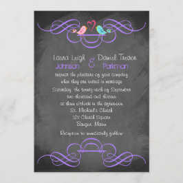 Whimsical Tortelduifjes, Chalkboard Wedding - Paar Kaart
