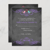 Whimsical Tortelduifjes Chalkboard Wedding RSVP Ca (Voorkant / Achterkant)