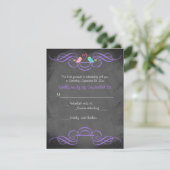 Whimsical Tortelduifjes Chalkboard Wedding RSVP Ca (Staand voorkant)