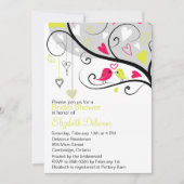 Whimsical Tortelduifjes Gray Bridal Shower Invitat Kaart (Voorkant)