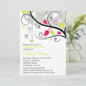 Whimsical Tortelduifjes Gray Bridal Shower Invitat Kaart (Staand voorkant)