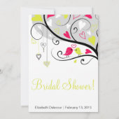 Whimsical Tortelduifjes Gray Bridal Shower Invitat Kaart (Achterkant)