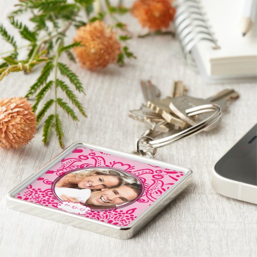 Whimsical Tortelduifjes Wedding Photo Sleutelhange Sleutelhanger (Zijkant)