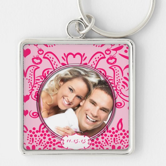 Whimsical Tortelduifjes Wedding Photo Sleutelhange Sleutelhanger (Voorkant)