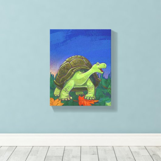 Whimsical Tortoise Art Canvas Afdruk (Insitu (Houten vloer))