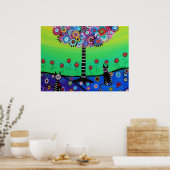 Whimsical Town Cats day Out Schilderen door gevang Poster (Keuken)