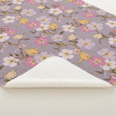 Whimsical Trailing Florals and Birds - Lavendel Sherpa Deken (3/4)