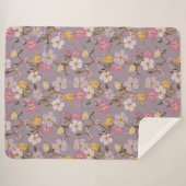 Whimsical Trailing Florals and Birds - Lavendel Sherpa Deken (Voorkant (horizontaal))