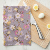 Whimsical Trailing Florals and Birds - Lavendel Theedoek (Quarter Fold)