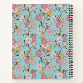 Whimsical Trailing Florals and Birds - Turquoise Notitieboek (Achterkant)