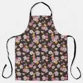 Whimsical Trailing Florals and Birds - Zwart/Grijs Schort (Voorkant)