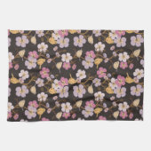 Whimsical Trailing Florals and Birds - Zwart/Grijs Theedoek (Horizontaal)